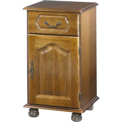 Beaux Meubles Pas Chers – Confiturier chêne massif 1 porte 1 tiroir 2 niches – Dimensions L 44.2 x H 77.2 x P 41 cm – Meuble de rangement multifonction (1/3)