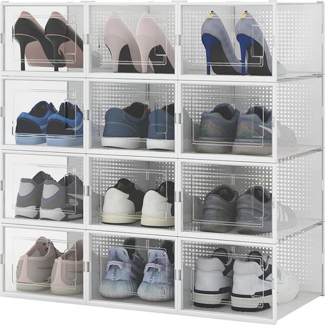 Set 12 Pz Scatole Portascarpe Impilabili 35x25x19cm Porta Scarpe Salvaspazio (1/5)