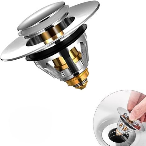 1 Spülbeckenstöpsel, universeller Pop-up-Abflussfilter, Abflussstöpsel für Arbeitsplatten, Badewannenstöpsel mit Anti-Verstopfungsfilter, Küchenabflussventil (34-38 mm) (1/5)