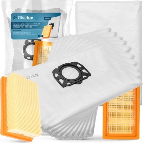 10 sacchetti filtro per aspirapolvere Karcher WD4 WD5 WD6 Premium, rinforzati e spessi