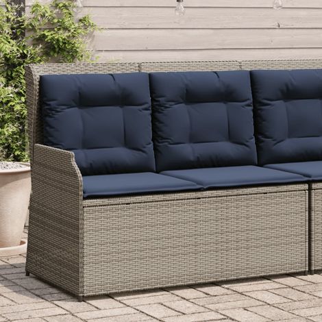 vidaXL Banc inclinable de jardin avec coussins gris résine tressée (1/5)