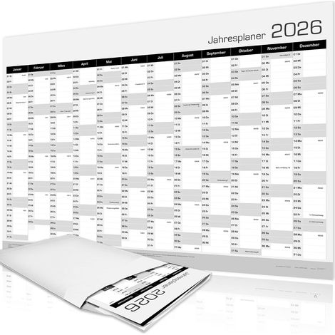 Calendrier mural XXL 2026 - Grand calendrier annuel A1 - Planificateur annuel 2026 - 84 x 59 cm - Planificateur mural avec semaines, jours fériés - Grand format - Calendrier mural - Calendrier mural (1/5)