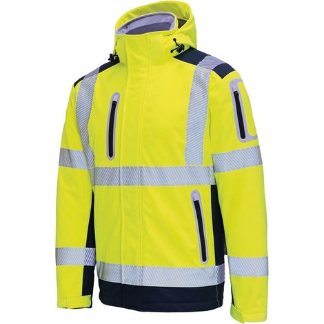 Vizwell Warnschutz-Wintersoftshelljacke 3 in 1 VW177D Gr. L leuchtgelb/marine
