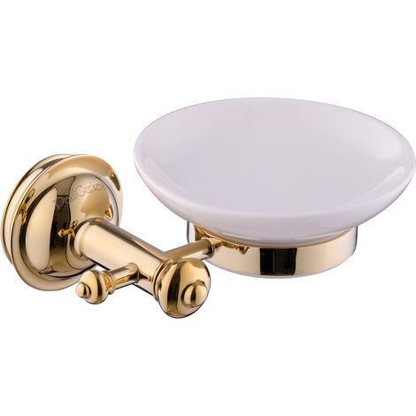 PaulGurkes Seifenablage Gold Retro Nostalgie Bad-Accessoires Seifenschale Keramik (1/2)