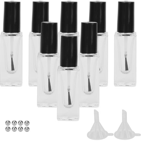 8 flacons rechargeables 7ml en verre transparent pour vernis à ongles, forme rectangulaire, lot de 8 bouteilles vides (1/5)