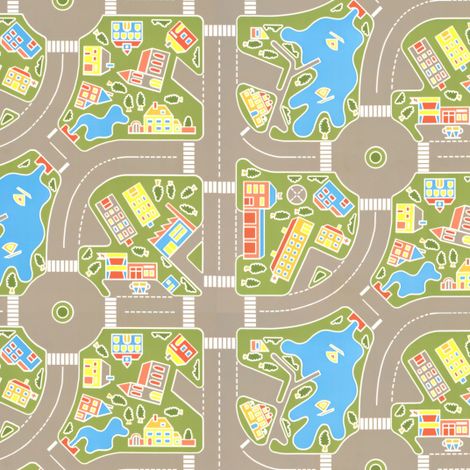 Tarkett – Tapis vinyle enfants 150 x 200 cm – Motifs rues de la ville verte – Épaisseur 3 mm – Résistance au glissement R10 (1/5)