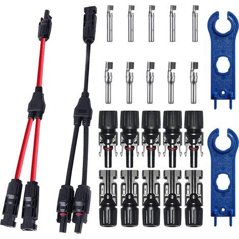 1 Paire Connecteur Y,4 Paires Connecteur PV,Cuivre Étame,IP67,Panneau Solaire
