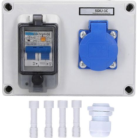 Boîtier de prise électrique mural conforme à la norme allemande 200-250 V avec disjoncteur différentiel 230 V 40 A 1P+N. Qualité supérieure. WHBYV (1/4)