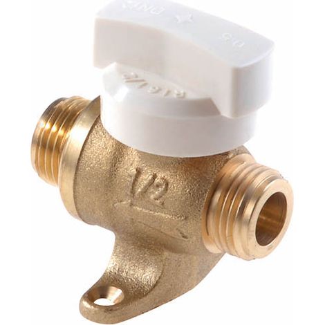 Robinet d'arrêt gaz mâle 20-27 avec patte de fixation