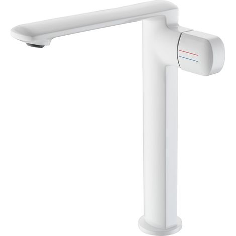 Robinet De Lavabo Pour Salle De Bain, Mitigeur Haut En Blanc Avec Hauteur De Bec De 259 MM, Robinetterie Salle De Bain Chaud Et Froid RéGlable, Design Moderne De Mitigeur Salle Bain, Laiton