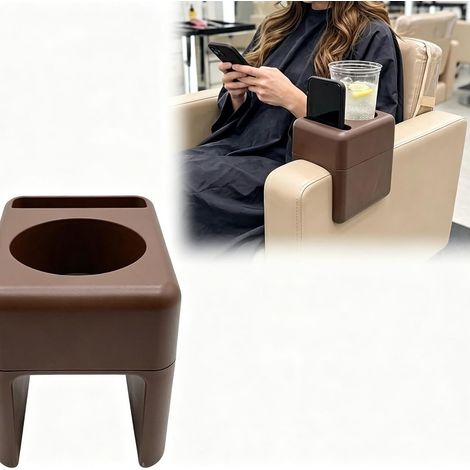 Salon Chair Armrest Storage Tray with Telephone Holder, Brown - Salon Chair Armrest Storage Tray