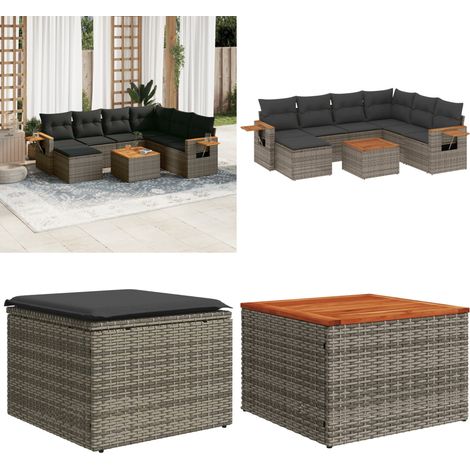 8-tlg. Garten-Sofagarnitur mit Kissen Grau Poly Rattan - Gartenmöbel - Sofasatz - Outdoor Möbel - Rattan Möbel - Gartentisch - Home & Living (1/5)