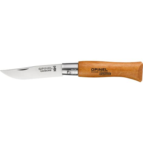 Couteau en acier carbone n°4 – Lame de 5 cm pour coupe précise – Ergonomique et durable – Pour bois dur et teck – Opinel