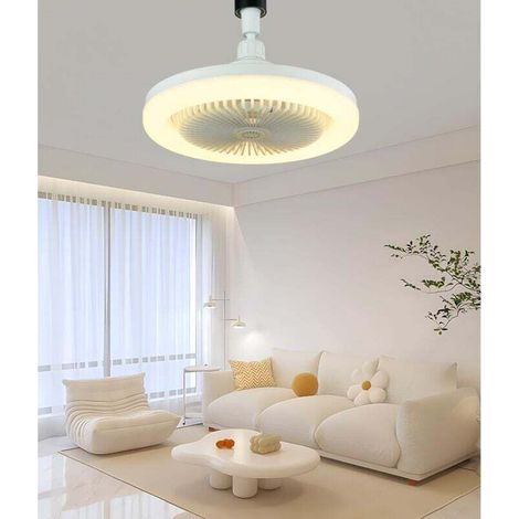 Deckenventilator mit Licht, geräuscharmer Deckenventilator, dimmbare LED-Deckenleuchte E27, 3 Geschwindigkeitsstufen, Timer (Grau) [Energieklasse A] (1/4)
