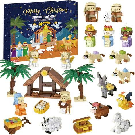 24-tägiger Adventskalender mit Krippenszene, täglicher Enthüllung, Jesus-Weihnachtsdekoration, christliches Weihnachtsmotiv, Countdown-Geschenk für Kinder (1/5)