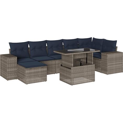Maison Exclusive - Set Divani da Giardino 8 pz con Cuscini Grigio in Polyrattan (1/5)