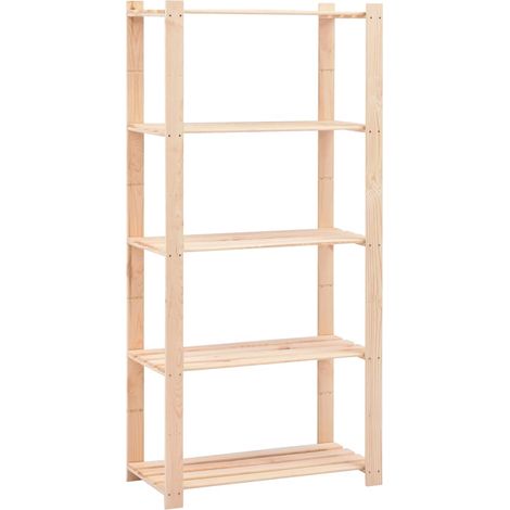 Étagère de rangement 5 niveaux en pin massif, 80 x 38 x 170 cm, charge 250 kg - PANGIVO (1/5)
