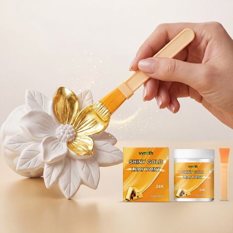 Water-based metallic gold paint for home decorations, picture frames, and ornaments - repair and renovation, shiny gold foil paint - 150g + brush (1/5)