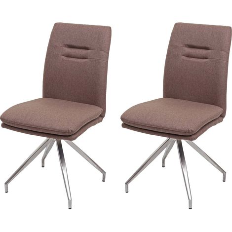 Set 2x sedie sala pranzo soggiorno cucina moderno HHG-922 tessuto acciaio inox marrone