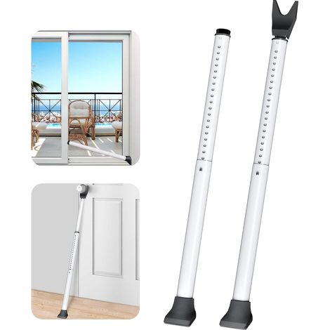 Securite porte d'entrée, Blanc Barre de Securite Porte Entree, Bloque Porte Coulissante, Poignee Porte Entree, Bloque Poignee de Porte, Barre de Sécurité de Porte (1/5)