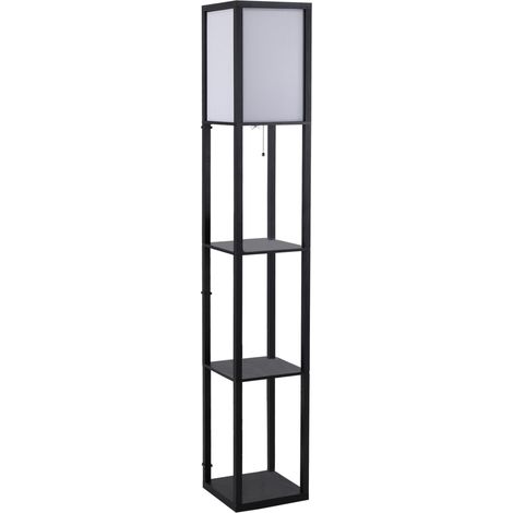 Lámpara de pie con estantes E27 40W sin bombilla 26 x 26 x 160 cm negra (1/5)