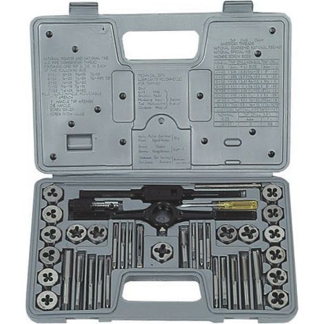 Juego de machos y fileras con giramachos, 40 piezas METALWORKS SKC40ETM