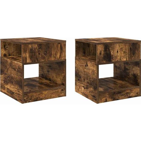 Maison Exclusive - Beistelltisch 2 pcs Geräucherte Eiche 40,5 x 4