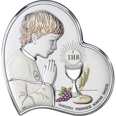 Silberbild für einen Jungen zur Erinnerung an seine Erstkommunion DS03-CO 14 x 14 cm (1/5)