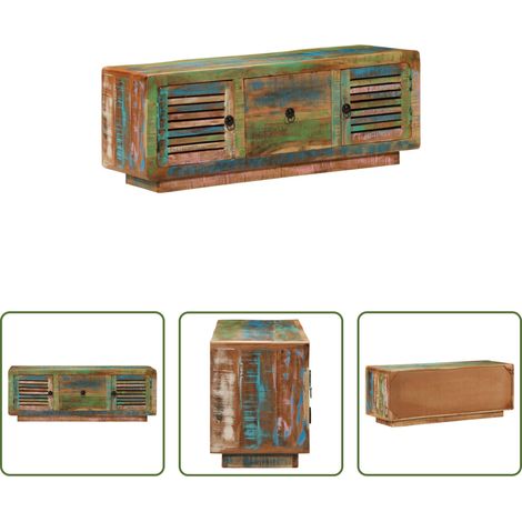 vidaXL Meuble vintage - Meuble TV 110x30x40 cm bois massif de récupération (1/5)