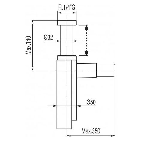 Siphon de lavabo apparent télescopique AVEC CACHE‑SIPHON - TRES 16110342 (1/3)