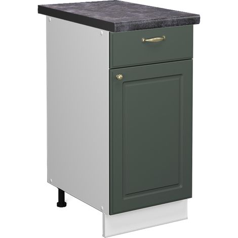 Küchenunterschrank Fame-Line, Grün-Gold Landhaus, 40 cm , AP Anthrazit, Vicco