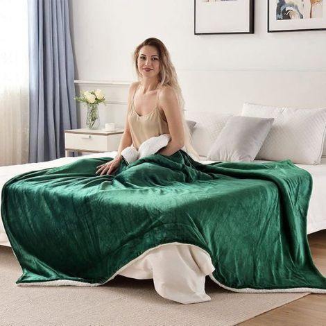 Couverture Sherpa - Double Face - 150 x 200 cm - Pour Canapé Salon Lit Voiture - 1 Pièce (1/5)