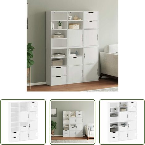 vidaXL Beistellschrank Weiß - Beistellschränke 6 Stk. ODDA Weiß 40x24x79 cm Massivholz Kiefer (1/5)