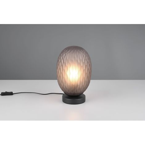 Lampe de table déco FACETTE noire verre fumé E27 Trio (1/2)