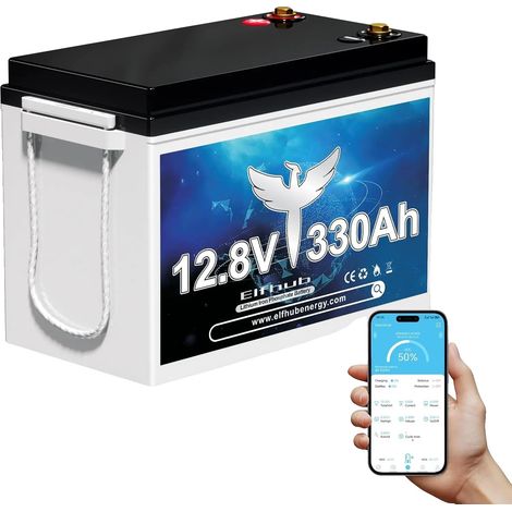 Batería LiFePO4, capacidad de 300 Ah, Bluetooth integrado, 12 V 330 Ah (1/2)