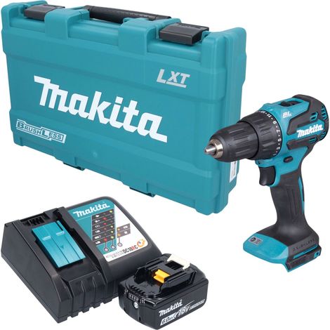 Taladro atornillador de percusión a batería Makita DHP 490 RG1K, 18 V, 65 Nm, sin escobillas + 1 batería de 6,0 Ah + cargador + maletín (1/5)
