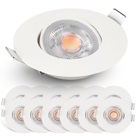 Lot de 12 Spot LED encastrable, Dimmable, Blanc chaud 2700K, Orientable 50°, Intérieur