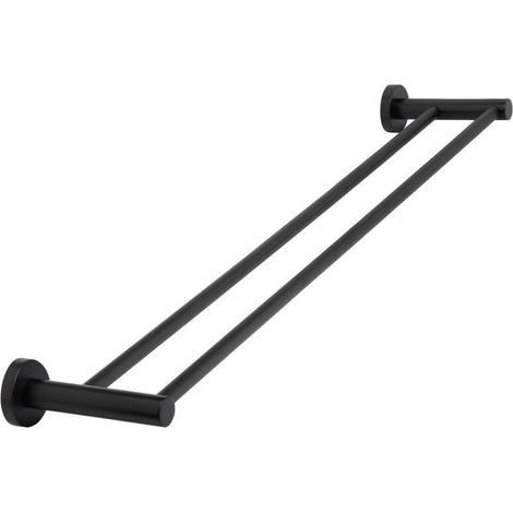 600mm Black Matte Double Tower Bar Stainless Steel Modern Bathroom Towel Rod Wall Mounted (1/2)