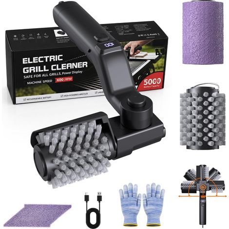 Brosse électrique sans fil pour barbecue – Tête de brosse rotative extra puissante pour grille de barbecue, charbon de bois et barbecue à gaz, sûre et durable (1/5)