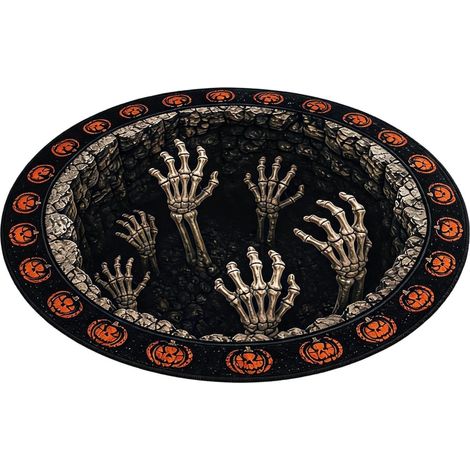 Tapis de crâne d'illusion 3D d'Halloween Tapis d'illusion d'optique Tapis pour dortoir, porche, porte d'entrée, cuisine, chambre à coucher, maison (1/5)