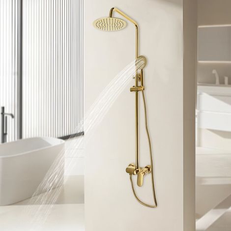 Senderpick – Colonne de douche thermostatique dorée – Mitigeur réglable en hauteur – Pomme de douche 20 cm – Douchette à main flexible – Acier inoxydable SUS304 (1/5)
