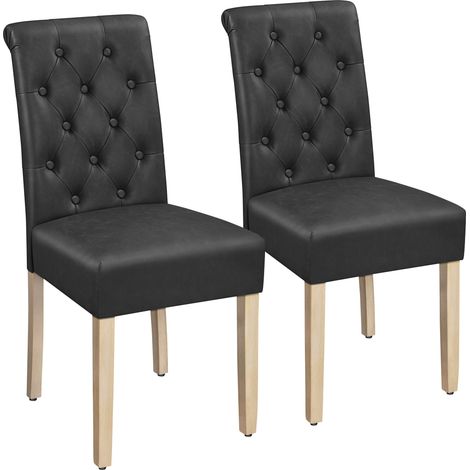 Yaheetech Set 2 Sedie Sala da Pranzo Imbottite Ecopelle Eleganti con Schienale Alto Gambe in Legno Sedie Moderne per Ristorante Soggiorno Grigio Scuro (1/5)