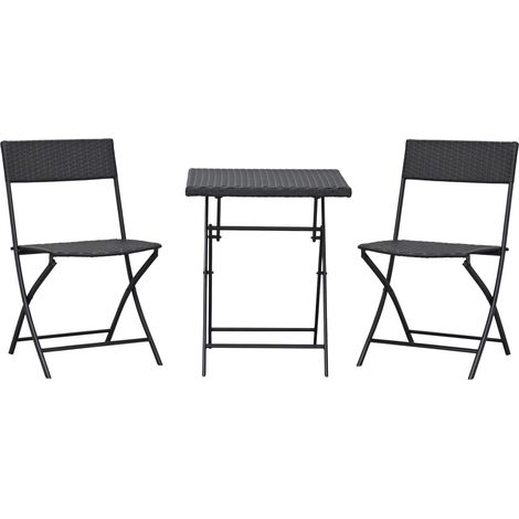Ensemble Meubles de Jardin Design Table carré et chaises Pliables résine tressée Imitation rotin Marron