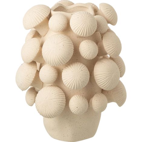 Vase design en poterie beige inspiration champignon élégant - Beige argile naturel mat (1/2)