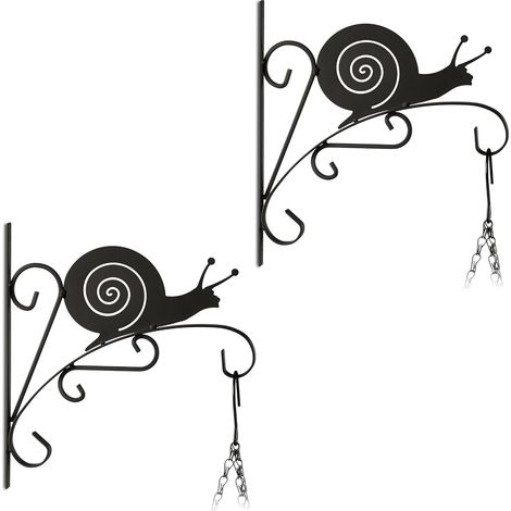 Crochet de Suspension pour Plantes en Lot de 2 Escargot Fer H x L x P env 30 x 30 virgule 5 x 2 cm Noir (1/5)