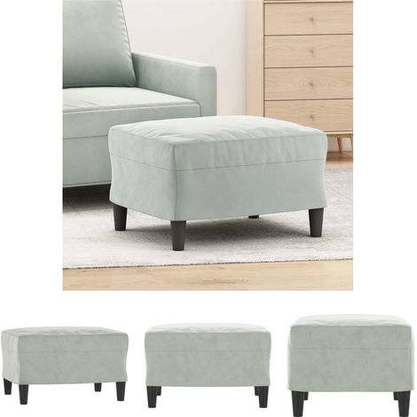 The Living Store Fußhocker Hellgrau 60x50x41 cm Samt - Polsterhocker (1/5)