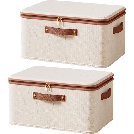 sacs de rangement pour vêtements couvertures bacs pliables avec couvercles couettes literie 2 45 x 35 26 cm (1/5)
