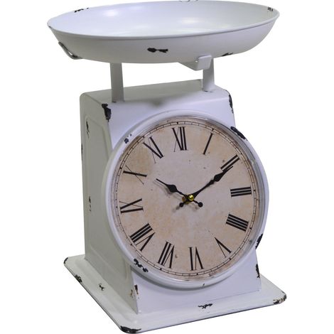 Orologio a Forma di Bilancia in metallo bianco tondo cm 29x27x29