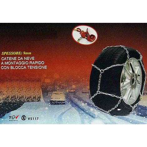 CATENE DA NEVE OMOLOGATE 9 mm GRUPPO 95 PNEUMATICI RUOTE AUTO CAMION CAMPER (1/5)