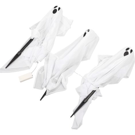Piquets lumineux fantômes blancs, lumières LED, tissu tricoté en plastique, faciles à installer, adaptés aux pelouses et jardins. (1/5)